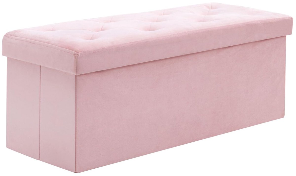 Zitbank met opbergruimte 110 x 40 x 40 cm - fluwelen zitkist - opvouwbare kruk - ideaal voor woonkamer - ShopVlot