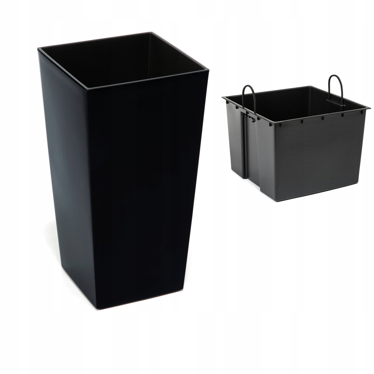 Hoge Glanzende Pot met Inzetstuk Zwart H 260 mm