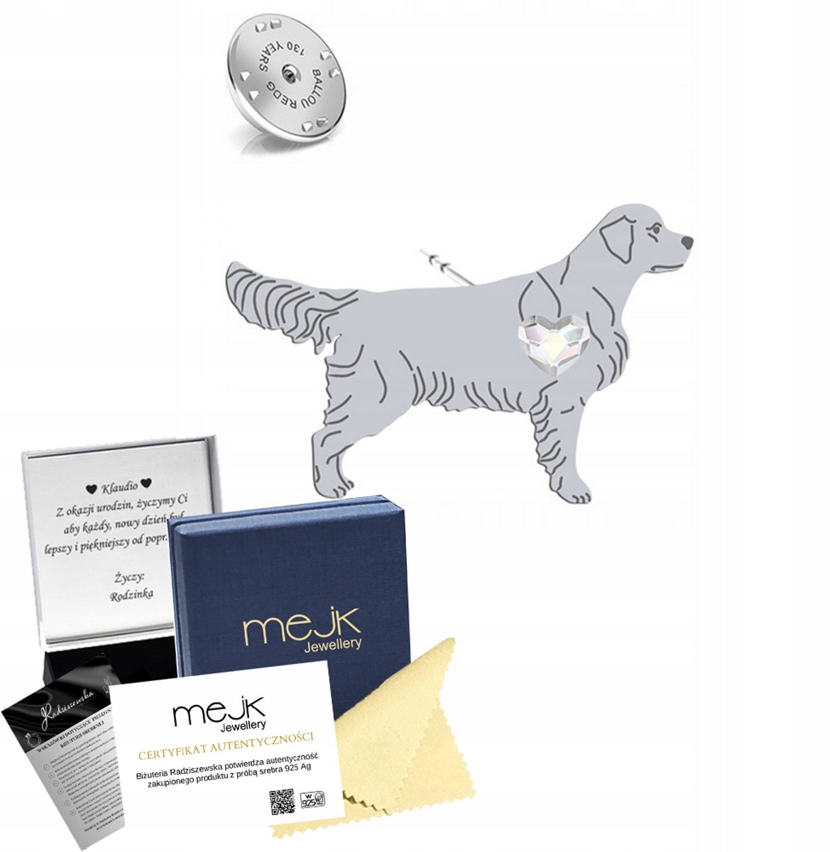 Zilveren Broche Golden Retriever 925 - Unieke Dames & Heren Sieraden
