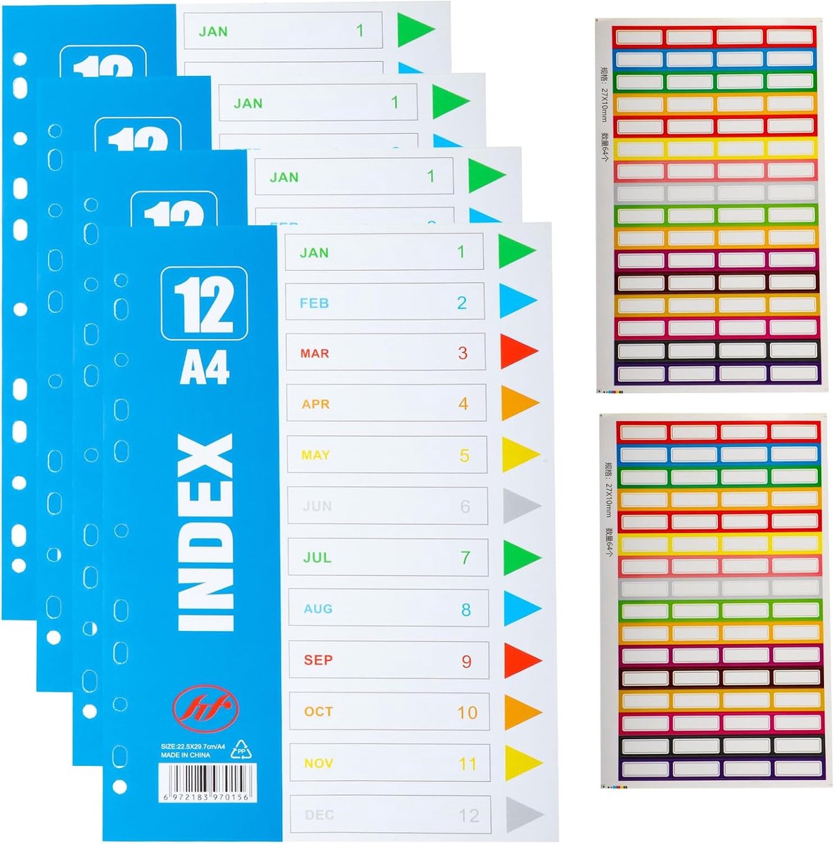 A4-mappen verdelers 12-delig - kunststof - met tabs - ideaal voor organisatie - ShopVlot