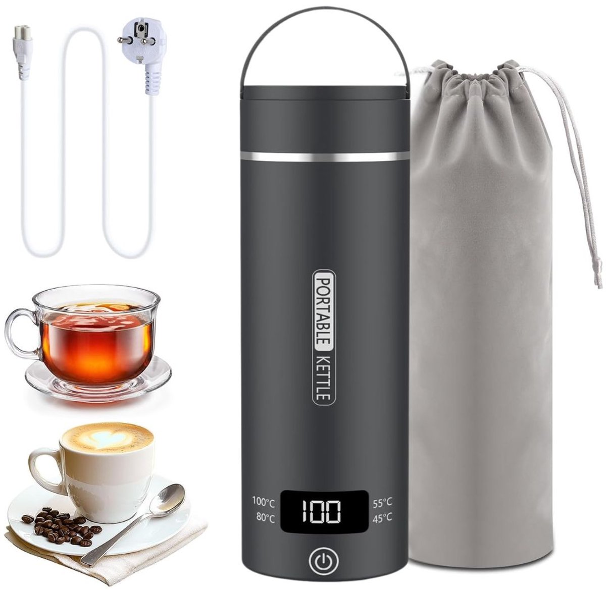 Zavio® Mini Waterkoker - Reiswaterkoker - Draagbare Waterkoker