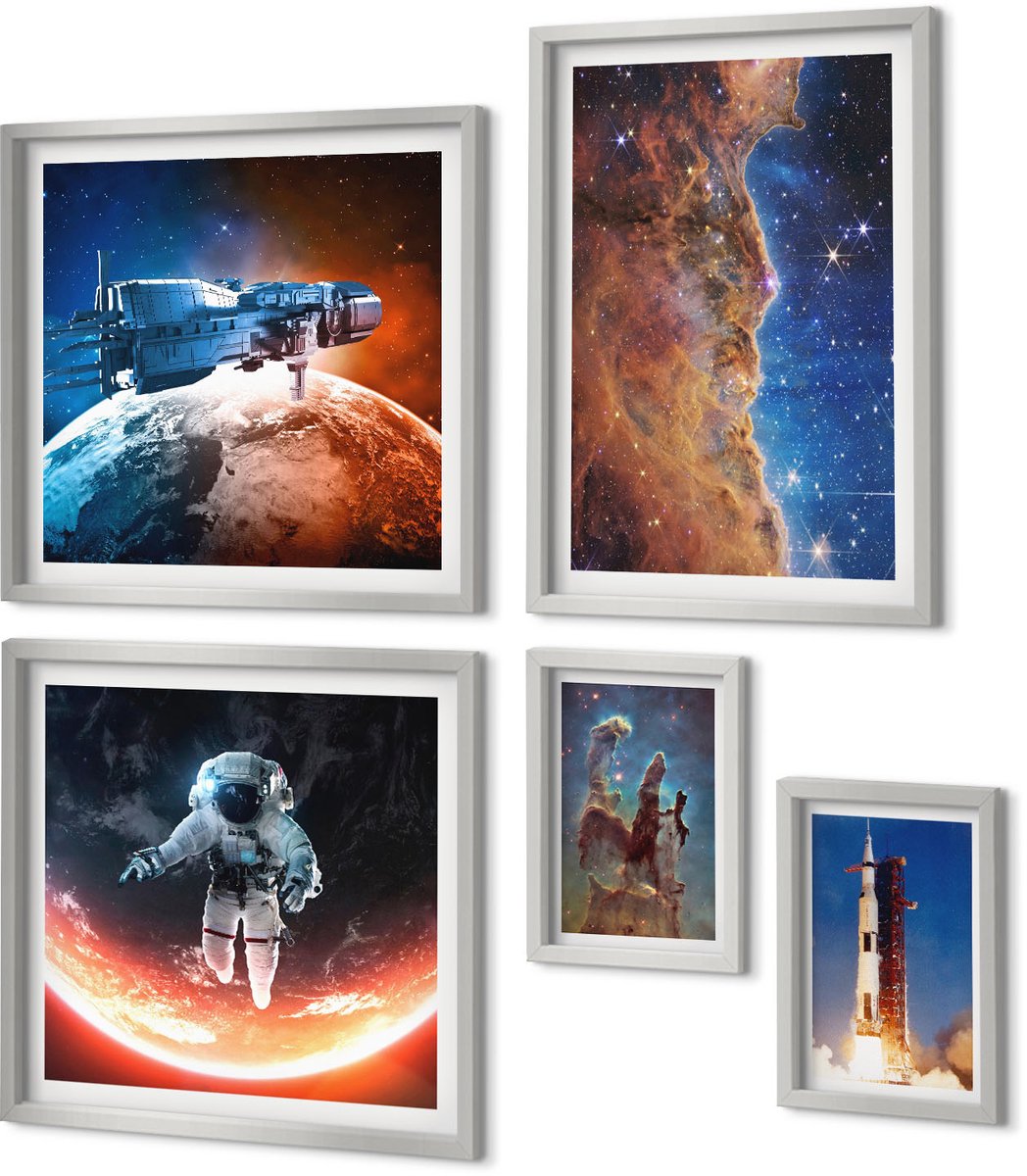 Coloray 5-Delige Schilderij Set - Kleurrijke Abstracte Schilderijen Met Dynamische Patronen - 20 x 30 cm - Decoratieve Schilderijen - Woonkamer - Interieur