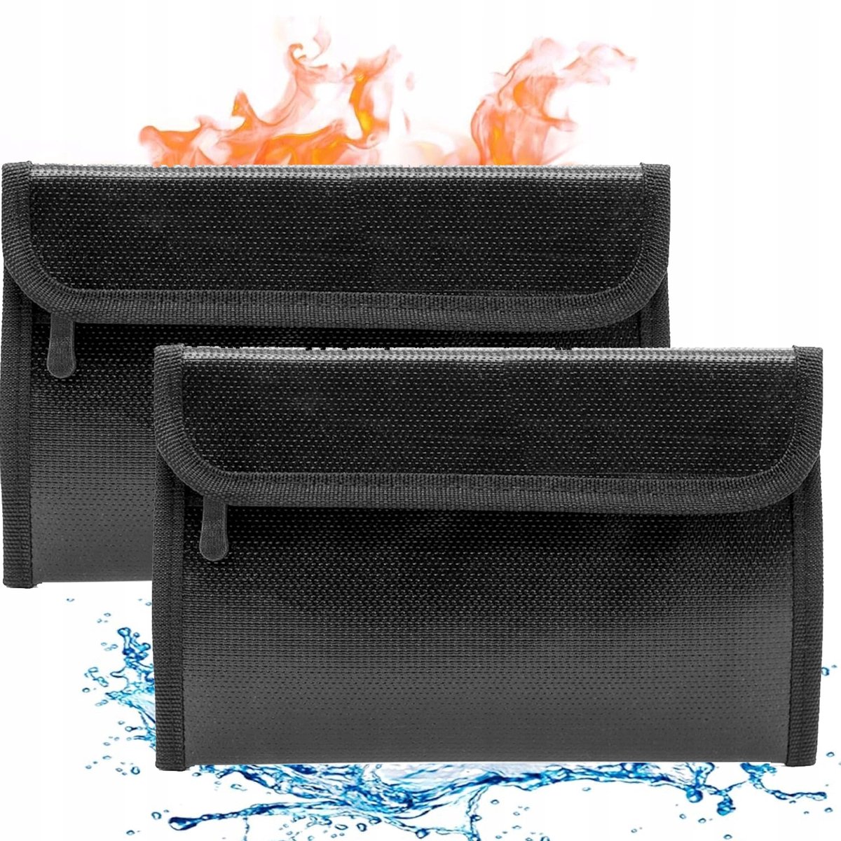 2x Brandloze brand- en waterdichte documententassen, 20x13cm