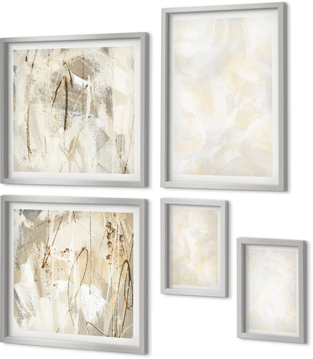 Coloray 5-Delige Schilderij Set - Minimalistisch Schilderij Van Vliegende Vogels - 20 x 30 cm - Moderne Wanddecoratie - Slaapkamer - Interieur Decoratie