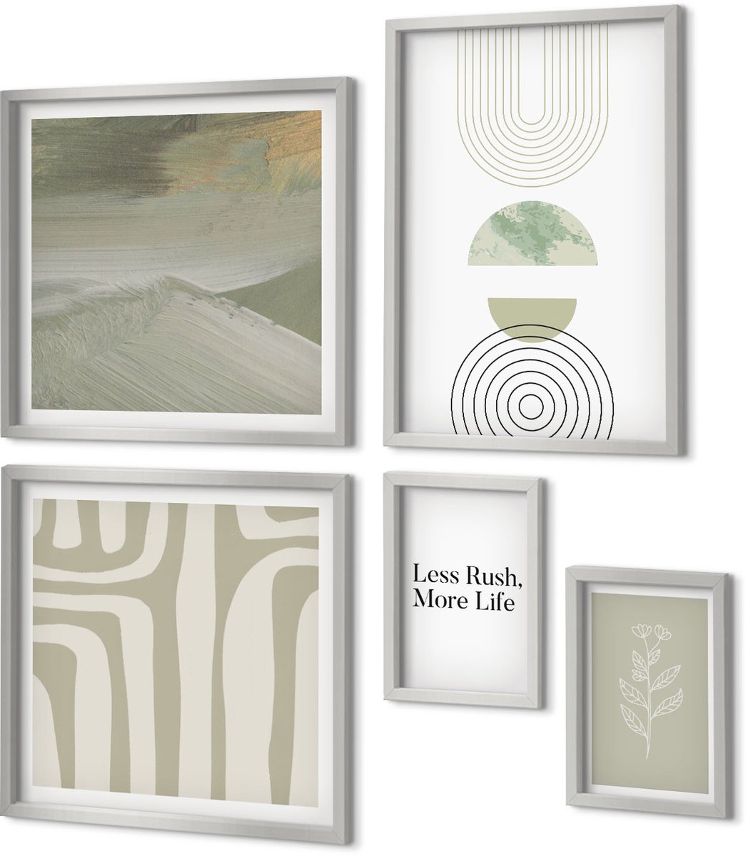 Coloray 5-Delige Schilderij Set - Geometrische Abstracte Botanische Patronen Poster - 20 x 30 cm - Muurdecoratie - Decoratieve Schilderijen - Wohnzimmer - Wanddecoratie