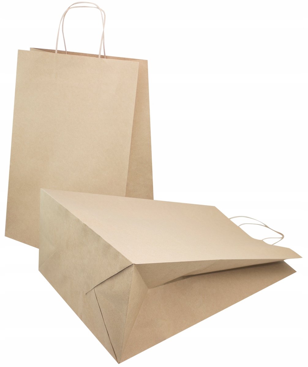Bruine papieren draagtassen 30x17x42 cm - Set van 10 stuks