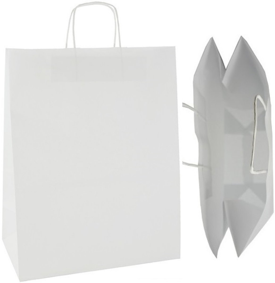 50 Witte Papieren Zakken 35x18x44cm met Gedraaid Handvat
