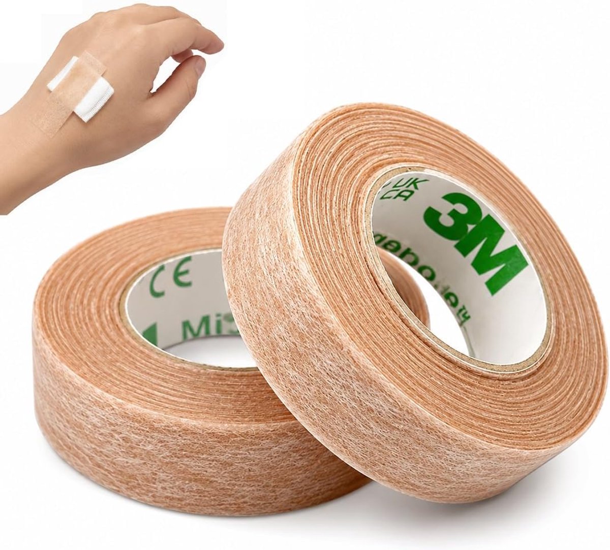 2 Rolls 3M Tape, 3M Medical Adhesive Tape Patches - Surgical Adhesive Tape, Hypoallergenic, Brown, 12.5mm x 9.1m - ShopVlot
