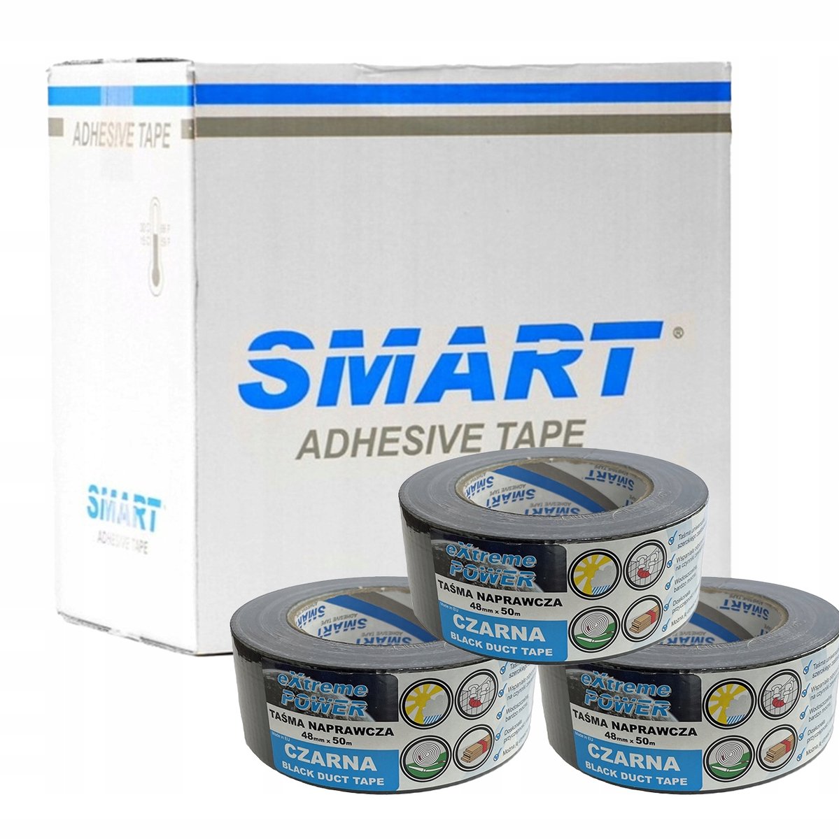 Versterkte Duct Tape Zwart 48mm x 50m - 24 stuks