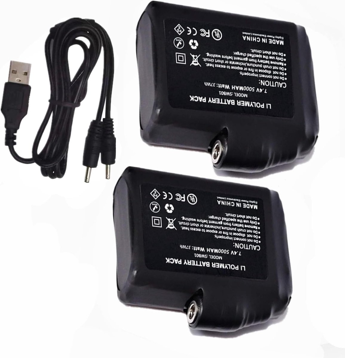 Oplaadbare Li-Polymer Batterijen - 7.4V - 5000mAh - Voor Verwarmde Handschoenen en Sokken