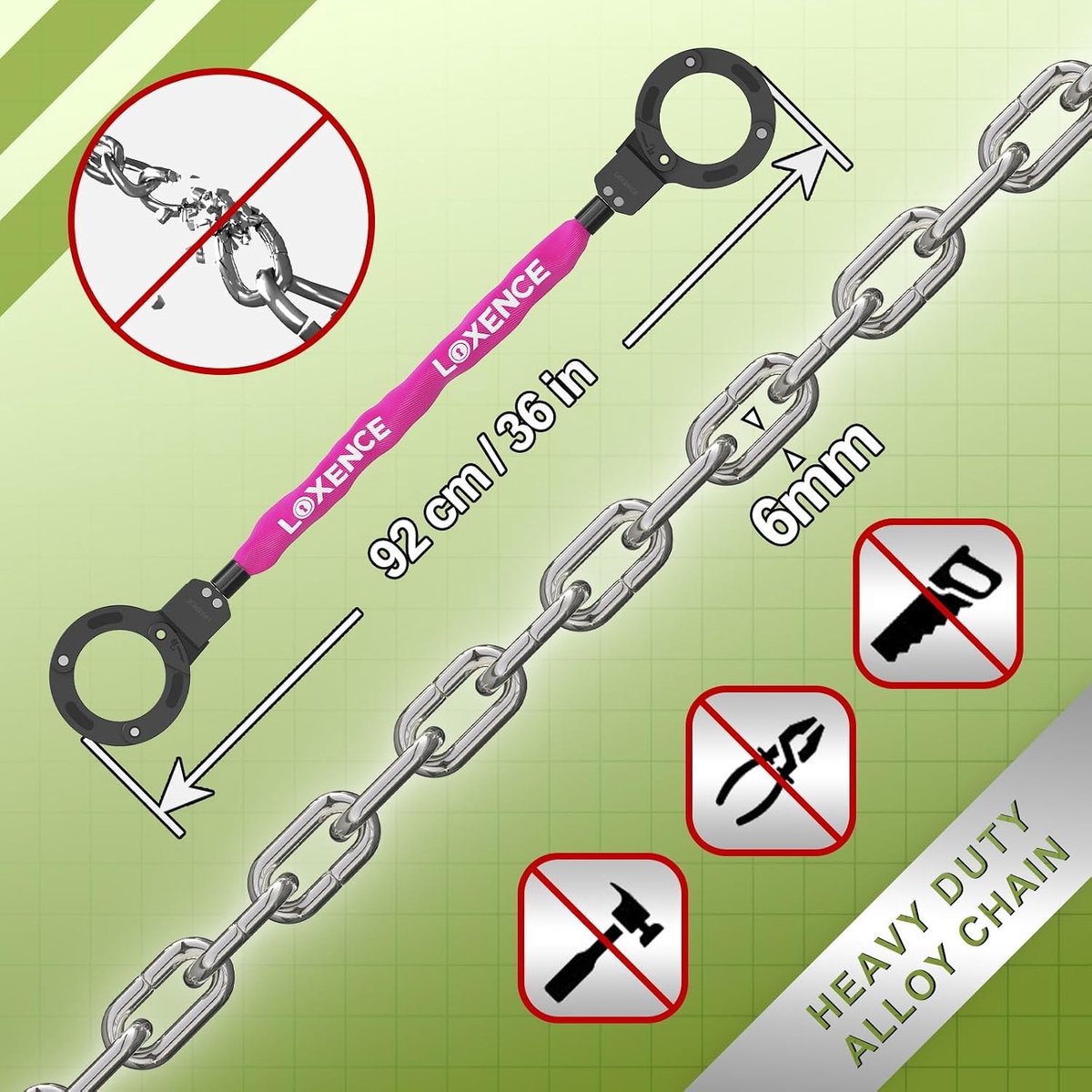 Fietsslot kind - Fietsslot - Magenta - 92 cm - Antidiefstal met hoge veiligheid - Voor E-scooters en Fietsen