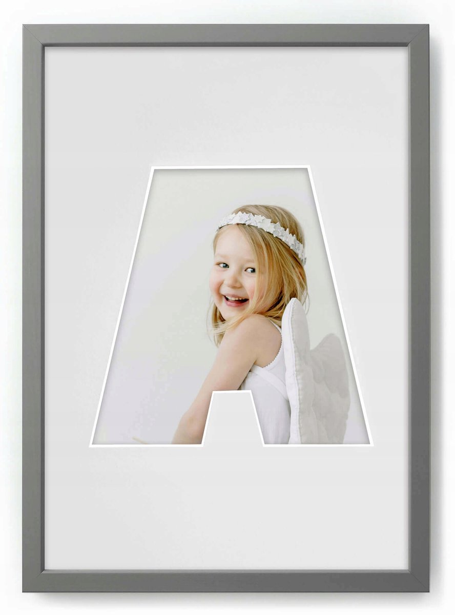 Houten Fotolijst Letter A Grijs 21x30 cm