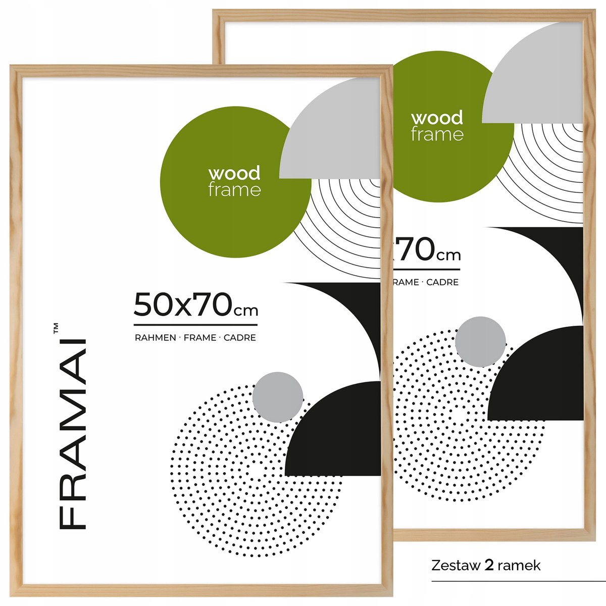 2x Houten Fotolijst 50x70 cm - Ruw Hout voor Diploma's & Posters
