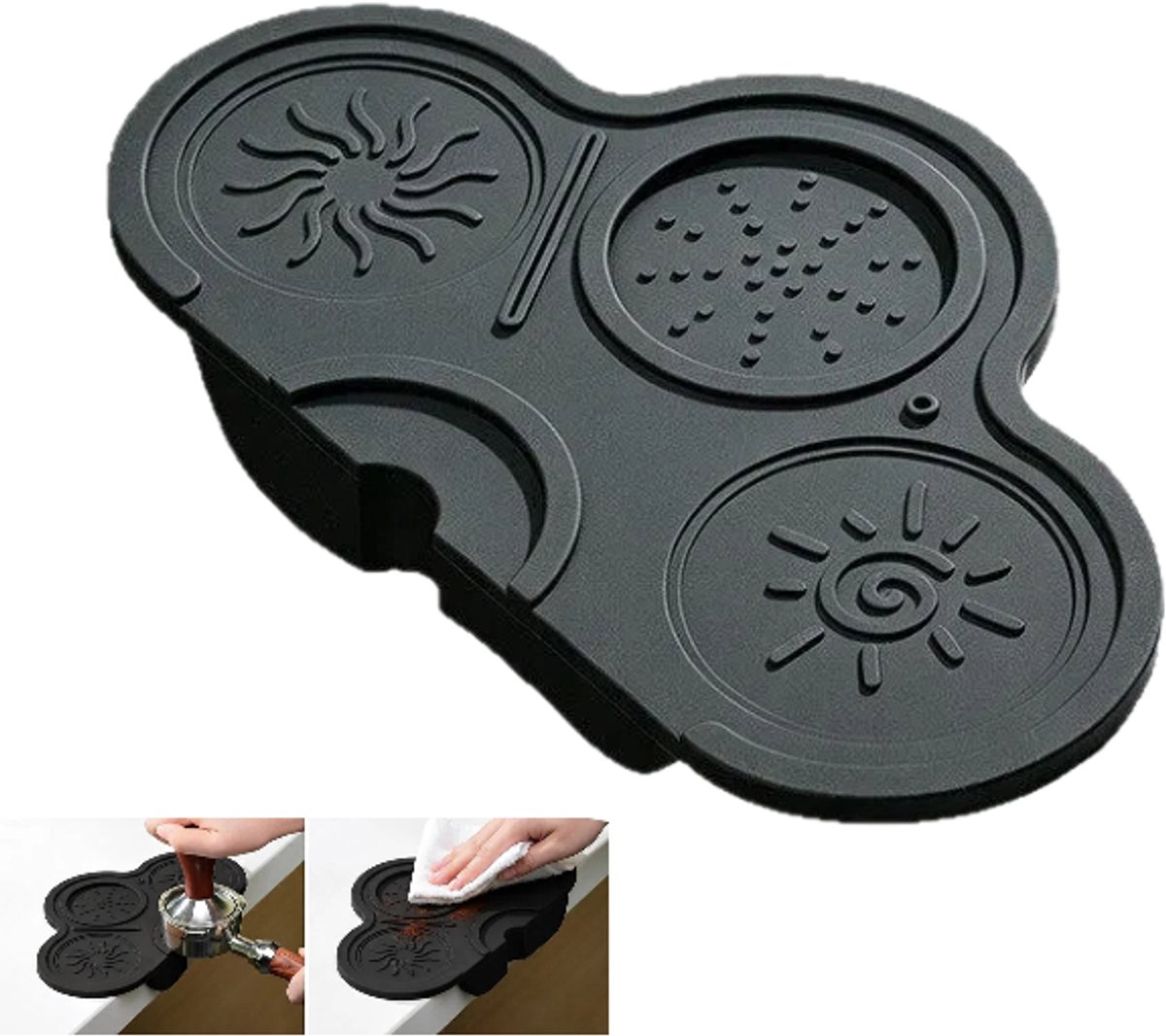Siliconen koffiemat - Tampermat - Antislip koffietampermat - 25*15 cm - Zwart - Duurzaam - Gemakkelijk schoon te maken - Geschikt voor barista's, bubble tea-zaken, cafés en andere soortgelijke gelegenheden