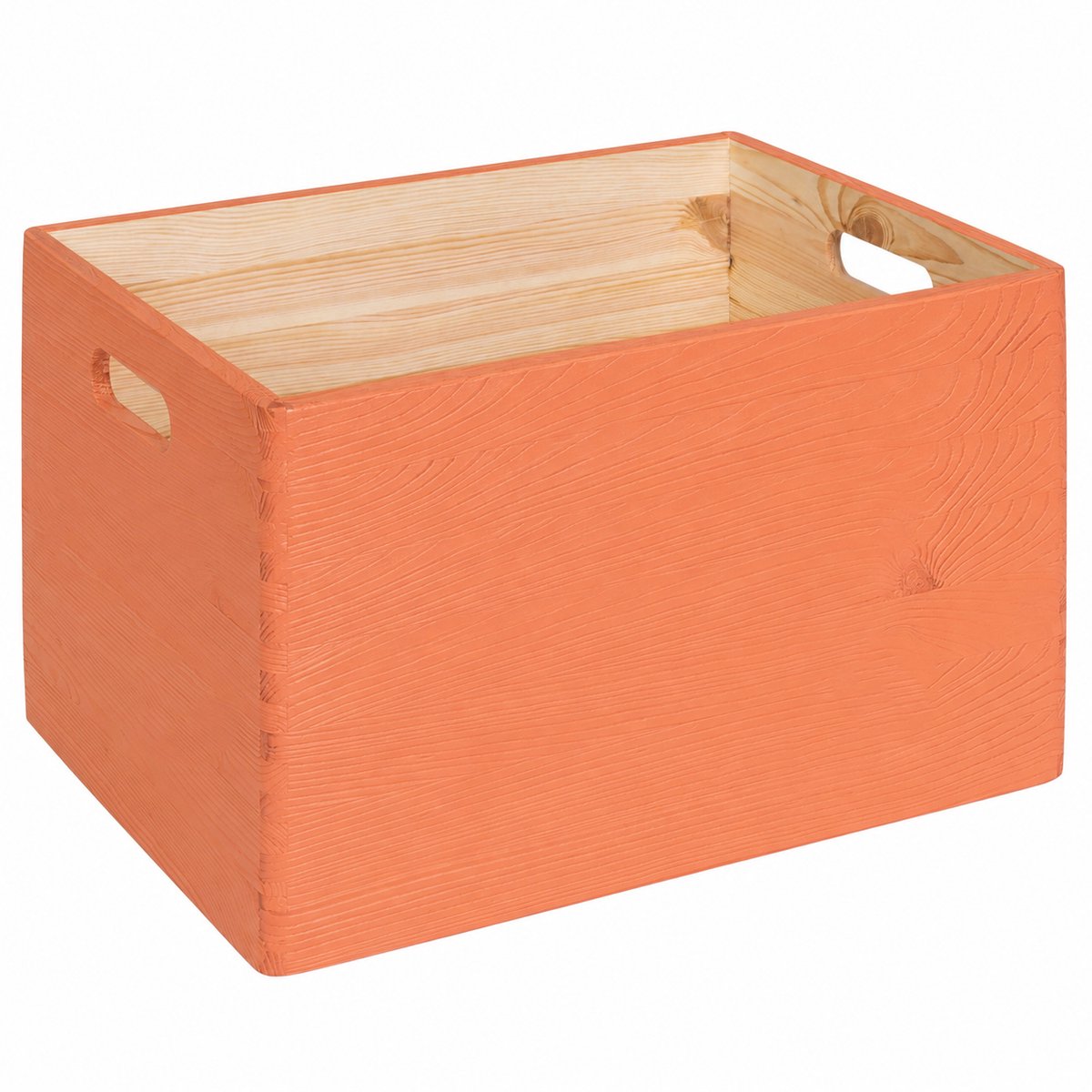 HAUDT® KIM MAXI open MANDARIJN houten stapel kist - 39,5 x 29,5 x 23 cm - houten opberger - opbergkist - stapelkist