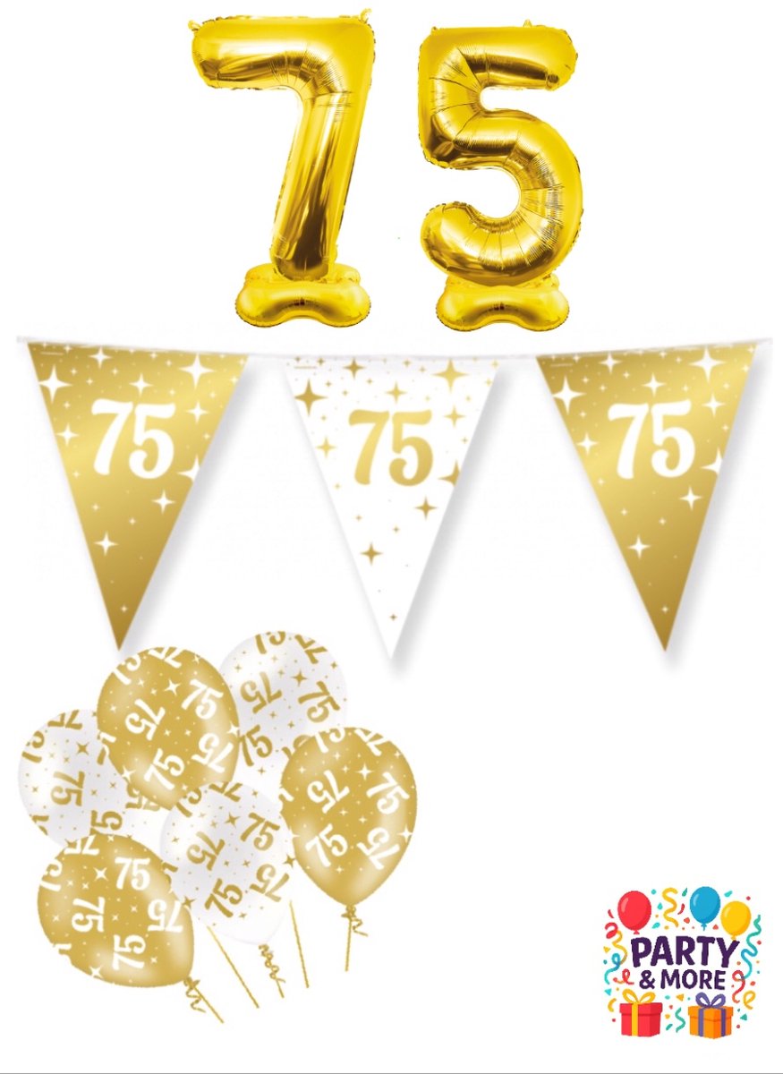 Party & More - 75 jaar - Luxe Gouden Feestdecoratie Set – Compleet Pakket – versiering - verjaardag