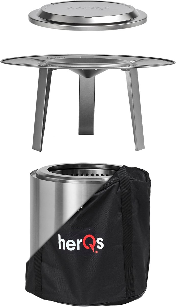 herQs Cozy Comfort Bundle - Cozy FirePit + met 2 accessoires voordeelbundel - Rookloze vuurkorf - Geurloze vuurkorf