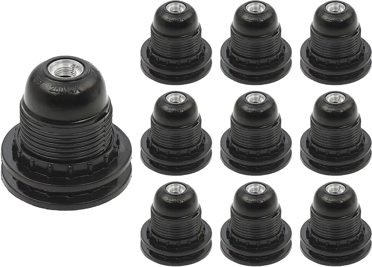 VITO Lamphouder E27 - Zwart - Lamphouder - E27 fitting - 10 stuks