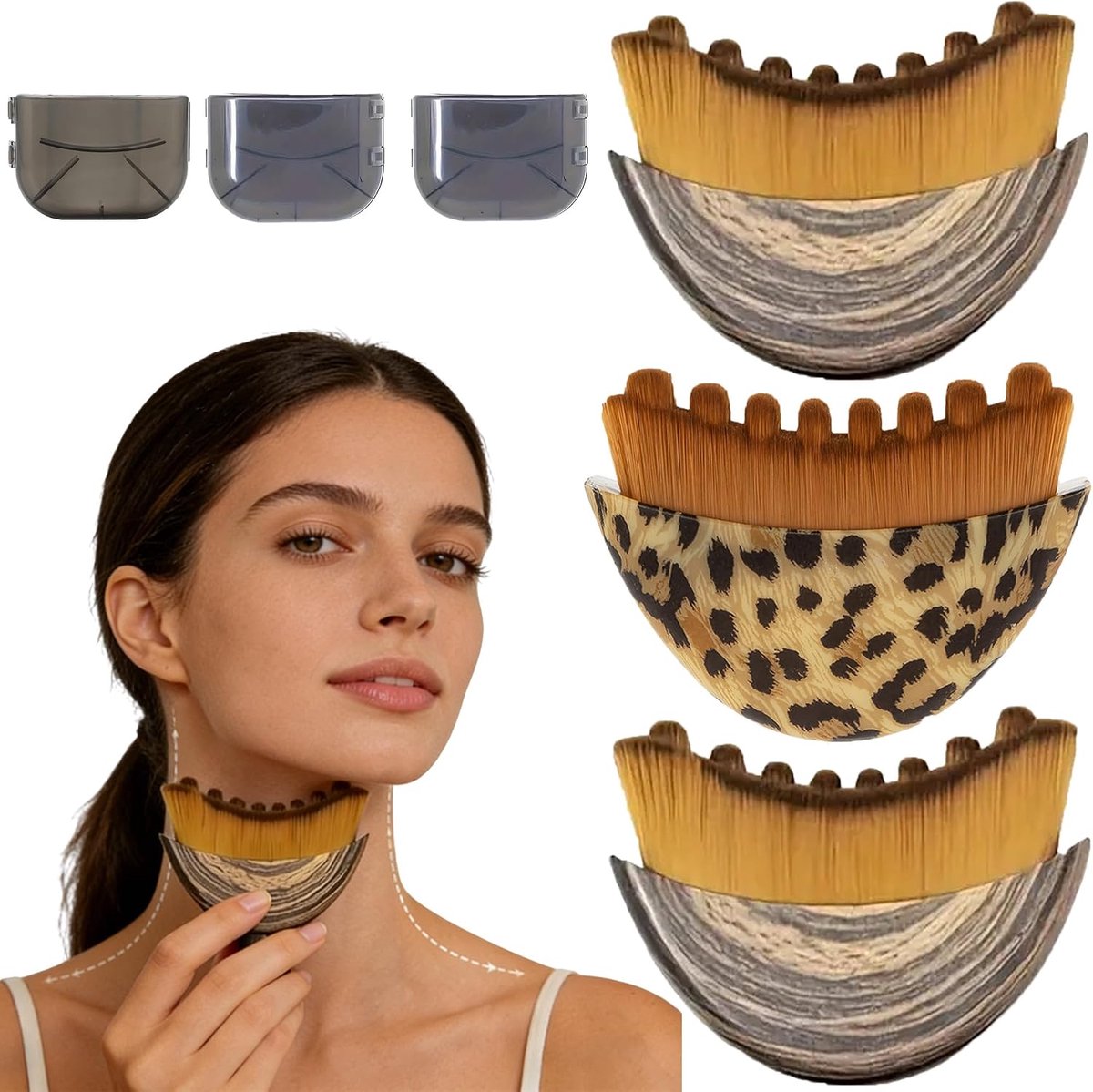 Gezichtsborstel 3 Stuks - Lymfedrainage Massager - Ergonomisch ontwerp - Voor strakkere huid - ShopVlot