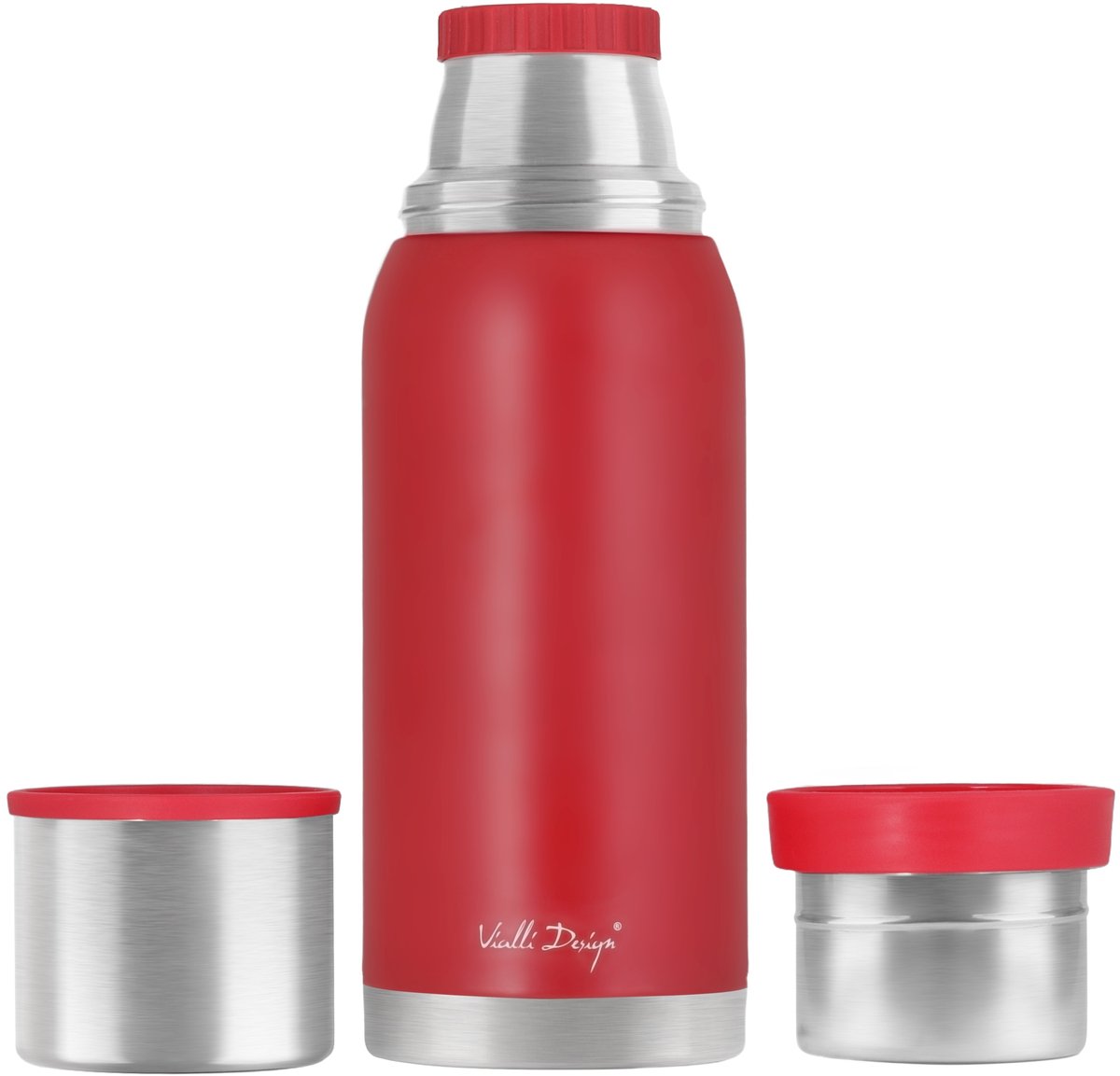 Vialli Design Fuori Thermoskan 1L Rood - Houdt Drankjes Warm/Koud