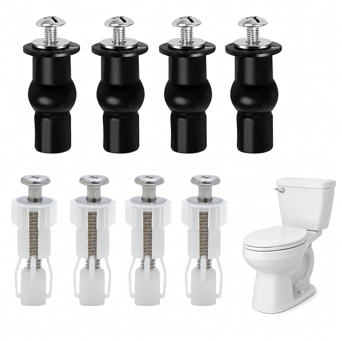 WC-bril bevestiging van boven - 4 stuks pluggenset M5 - rubber + nylon - veilige montage zonder wiebelen - ShopVlot
