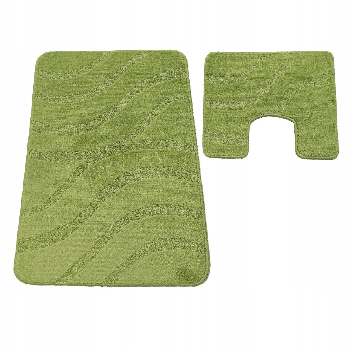 Groene badmatten met toiletuitsparing - Set van 2