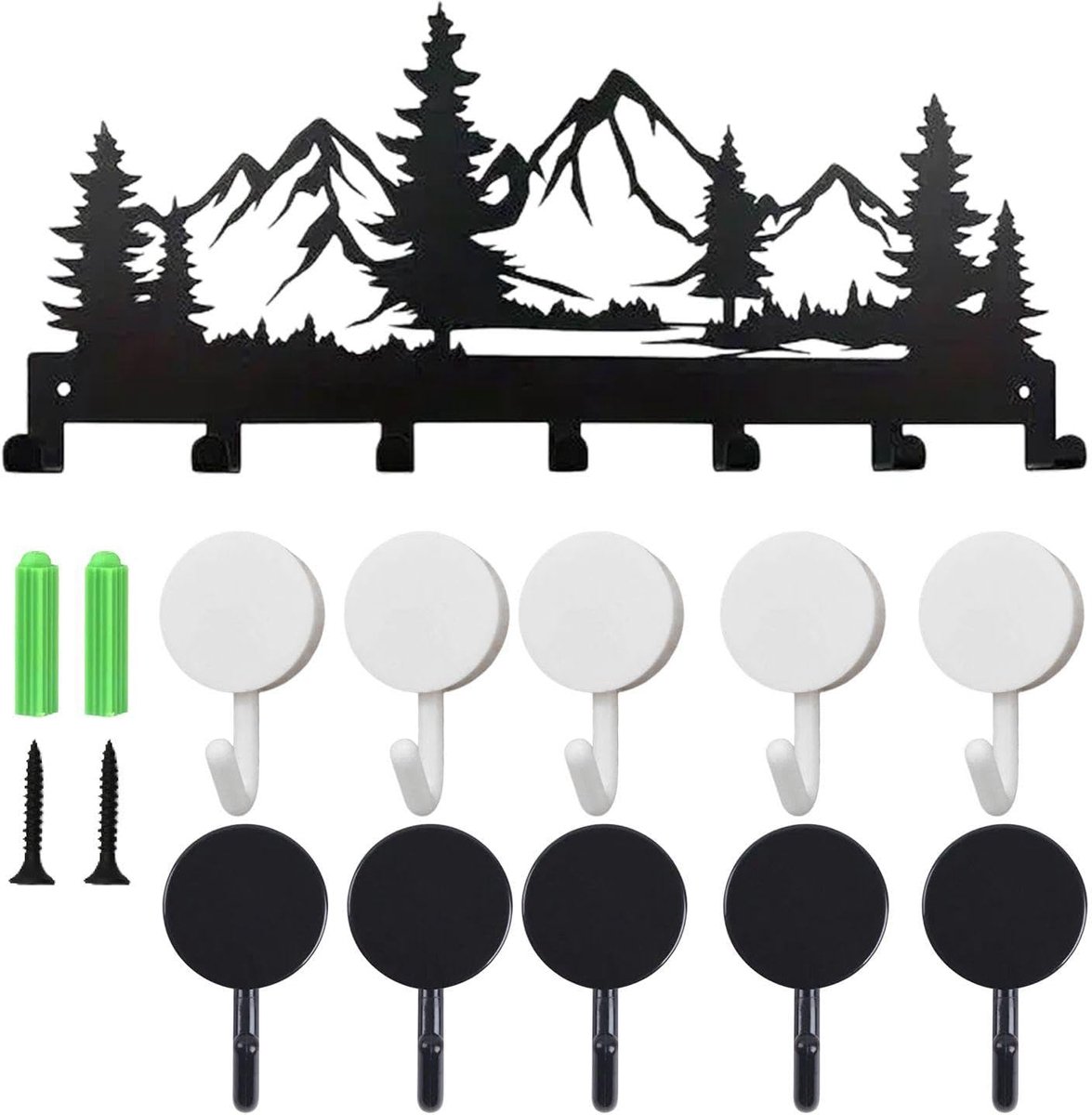Multifunctionele haak 30x13 cm - Smeedijzer met 10 foam haken - Sterke draagkracht - ShopVlot