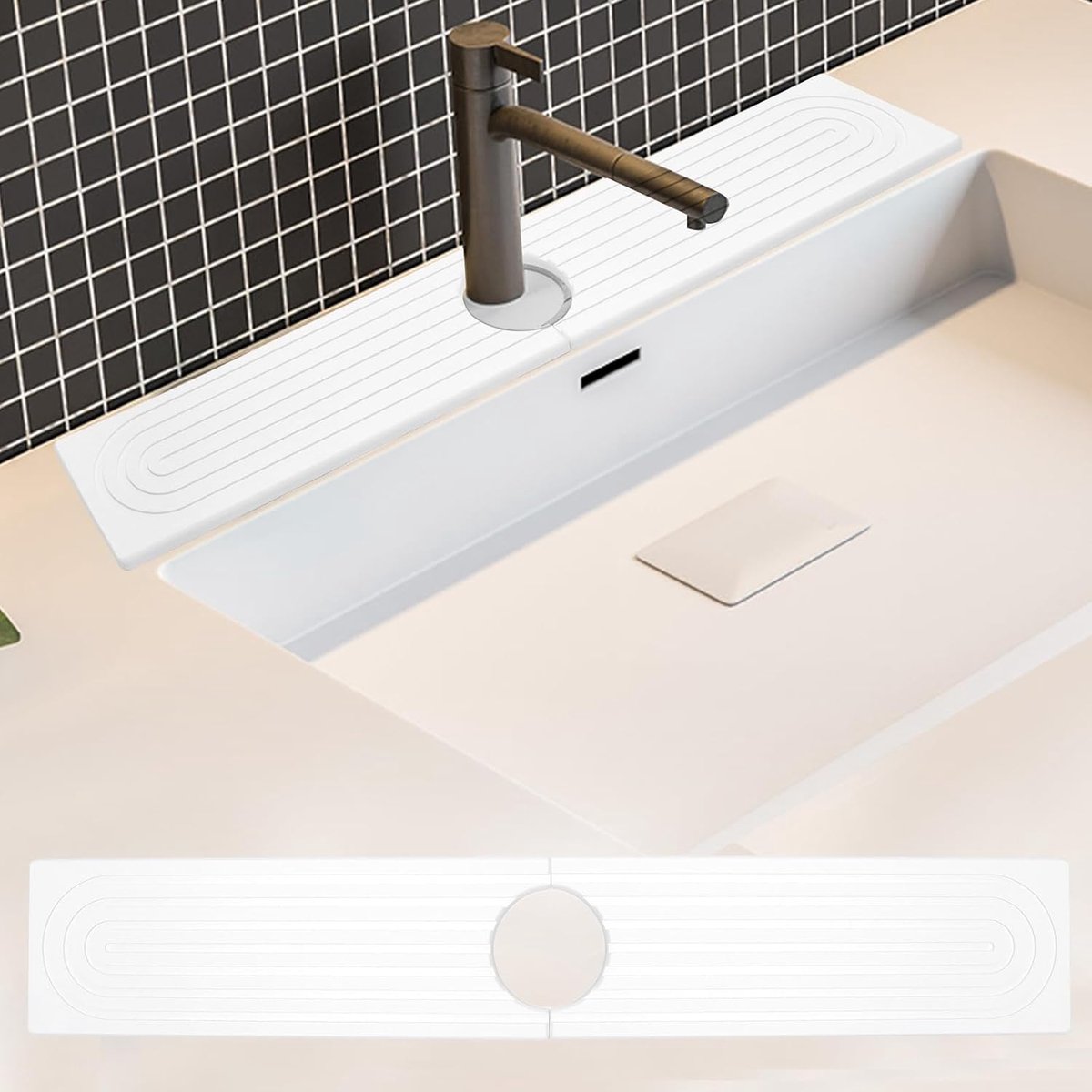 Afvoer Mat 60 x 10 cm - Natuursteen - Waterafvoer en Bescherming - Houdt aanrecht droog - ShopVlot