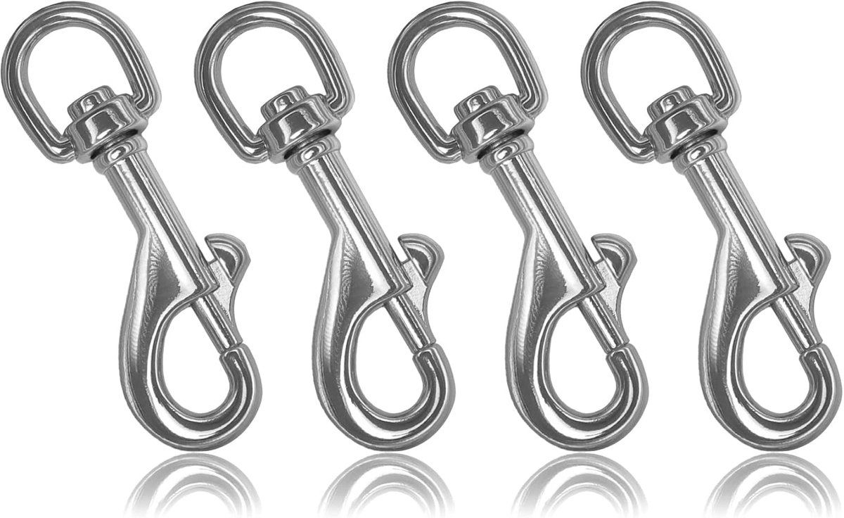 Carabiner haak 65 mm - metalen bolt sluiting - draaikop met oog van 11 mm - ideaal voor hondenlijn en knutselen - ShopVlot