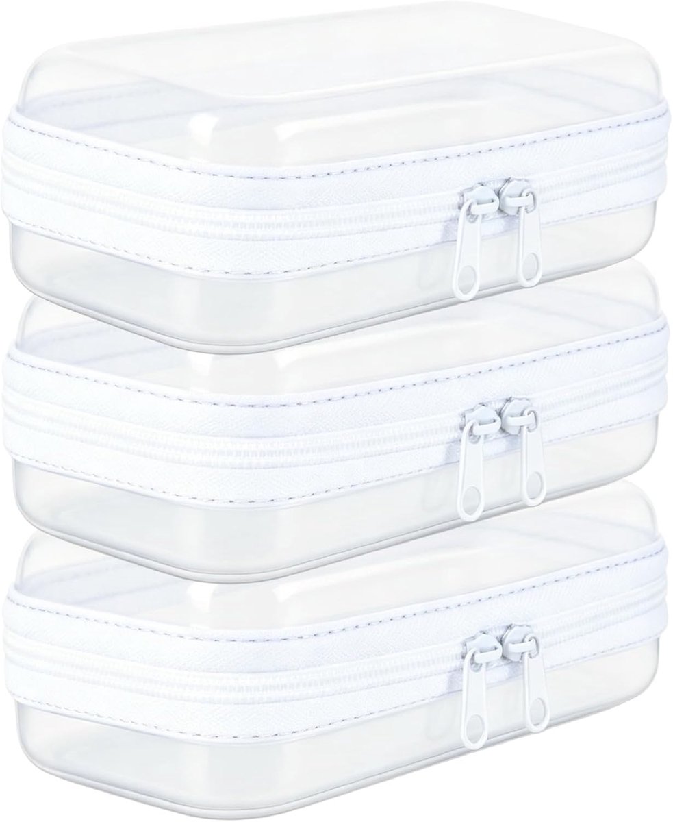 Toilettas 3 stuks - Transparant hard exterior - Waterdichte hardshell - Ideaal voor cosmetica en meer - ShopVlot