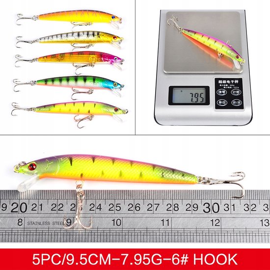 43 Wobblers Set - Vissen op Snoek, Baars, Forel - 4.5-10cm, 4-8g — afbeelding 5