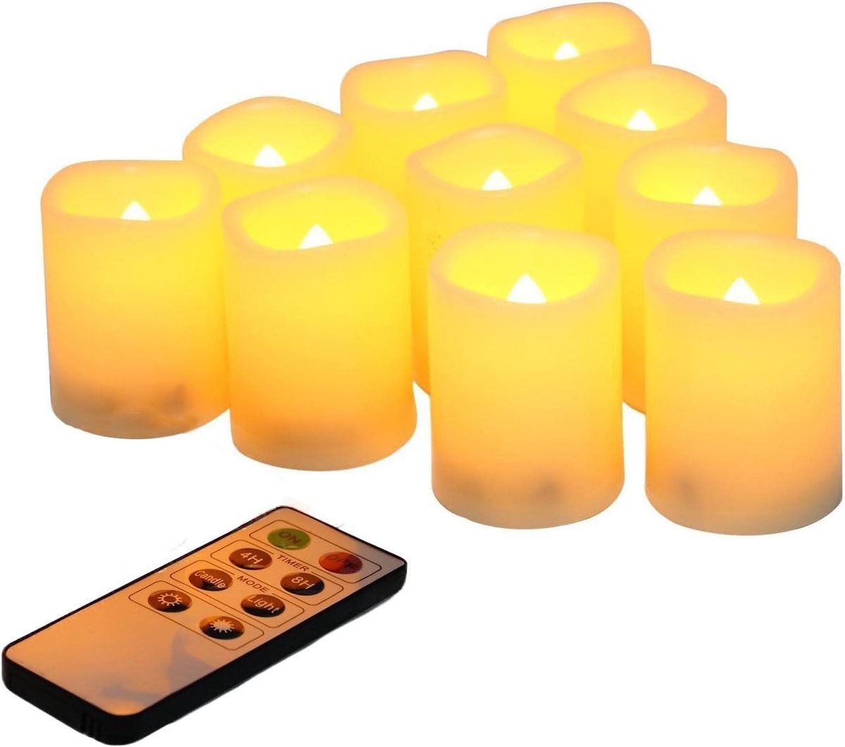 LED Flickering Flameless Theelichtjes - Set van 10 - Met afstandsbediening - Ideaal voor feestdagen - ShopVlot