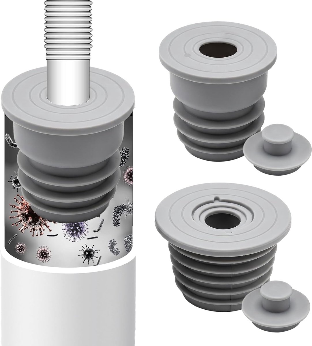 Wasmachine afvoeradapter 2 stuks - siliconen - universele maat - geschikt voor verschillende afvoeren - ShopVlot