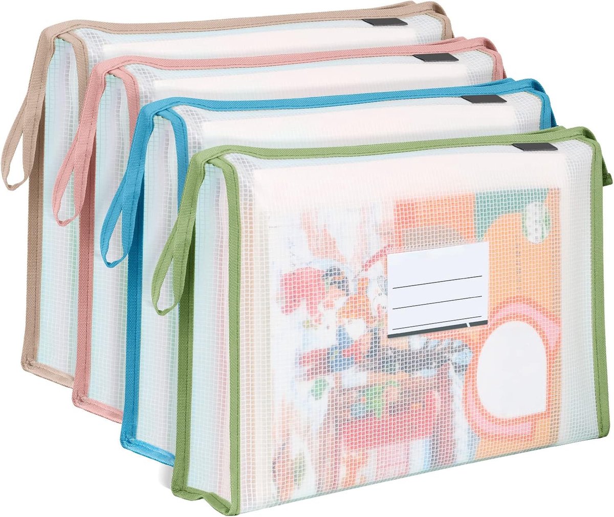 A4 plastic cases 4-pack - uitbreidbaar - 4 kleuren - grote capaciteit voor documenten - ShopVlot
