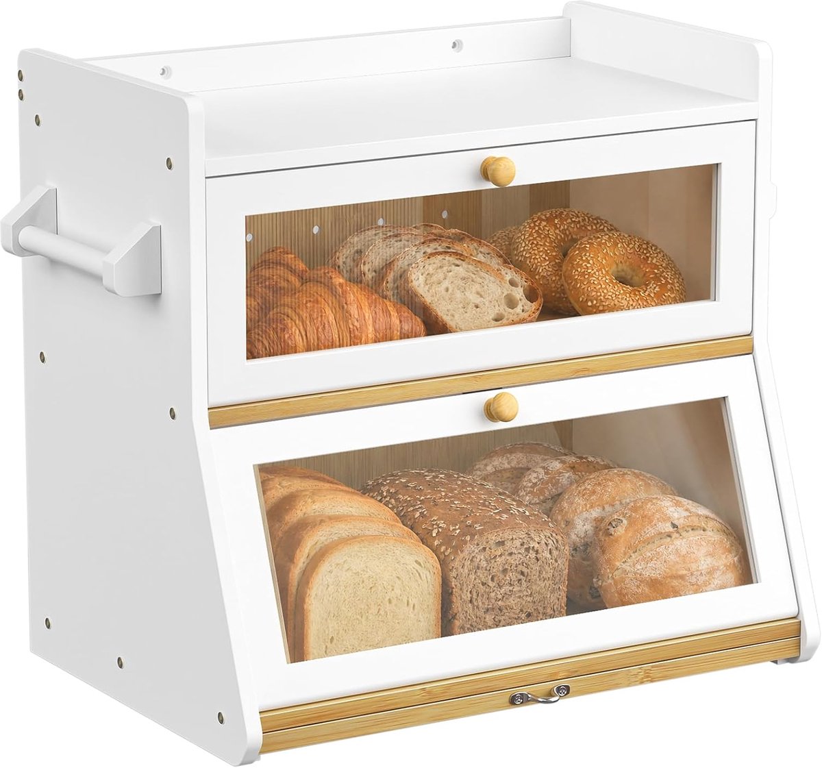 Broodtrommel groot - Bamboo - Dubbel-laags met snijplank - Ideaal voor vers brood - ShopVlot