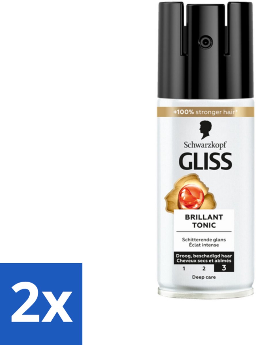 2 x Gliss - Total Repair Brilliant Tonic - Voor Droog en Beschadigd Haar - 100 ml - Glans Haar Tonic - Haarverzorging Droog Haar - Haar Tonic Glans - Glans Spray - Haar Verzorging Beschadigd Haar