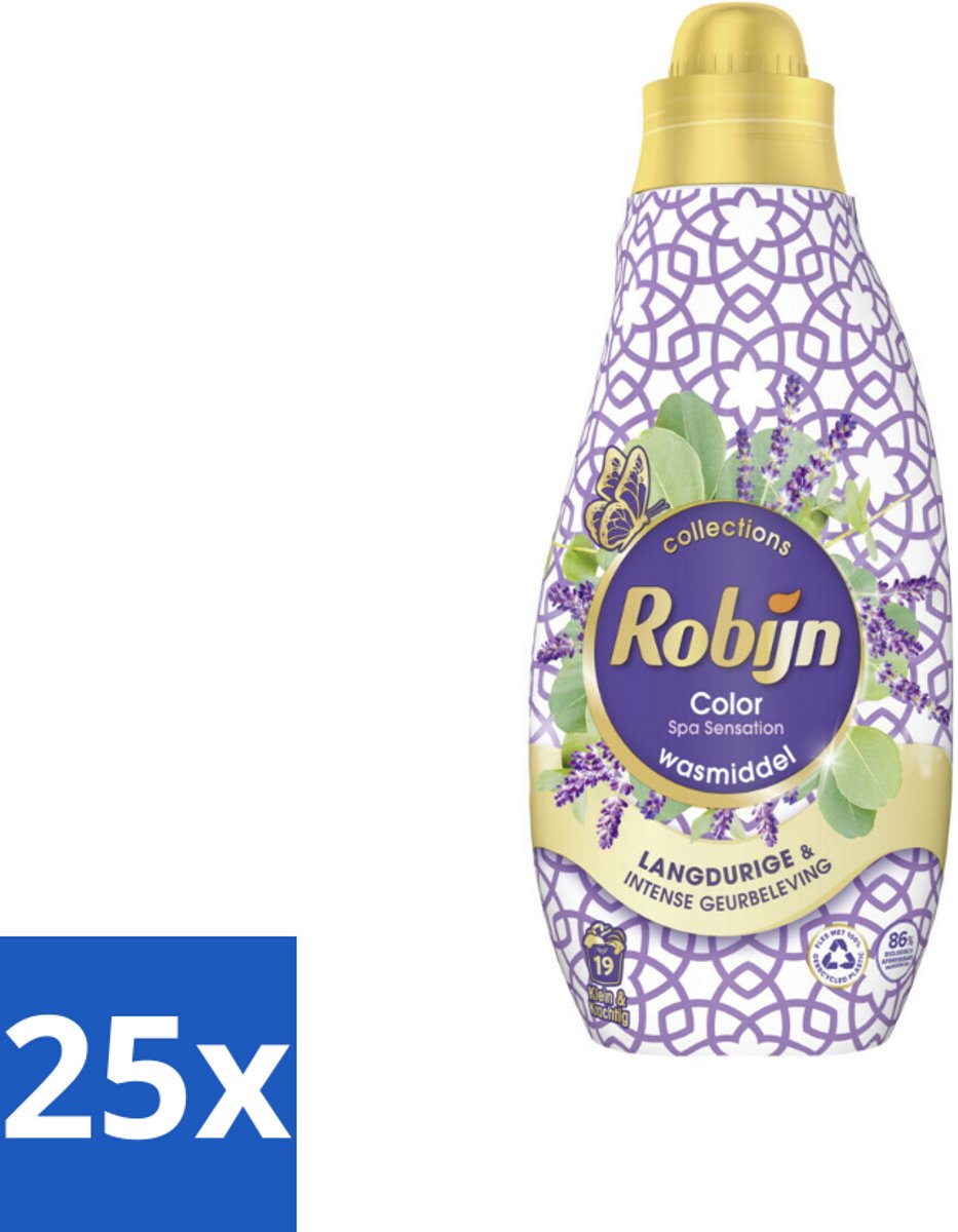 Robijn - Klein & Krachtig Spa Sensation - Vloeibaar Wasmiddel - 19 Wasbeurten - 665 ml - Bulkverpakking - 25 stuks