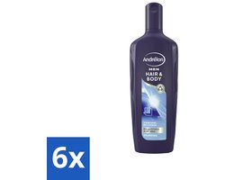 6 x Andrélon - Men - Hair & Body - Shampoo - 300 ml - Mannen Shampoo - 2-in-1 Shampoo - Douchegel - Eucalyptus - Aloë Vera