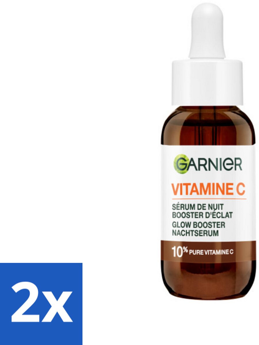 2 x Garnier - SkinActive - Nachtserum - Anti-Pigmentvlekken - 10% Vitamine C & Hyaluronzuur - 30 ml - Nachtcreme - Vitamine C Serum - Anti Pigmentvlekken - Hyaluronzuur - Anti-rimpel Serum