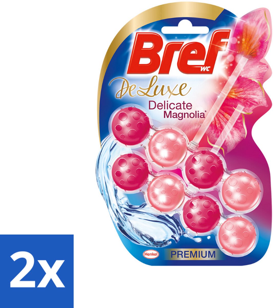 2 x Bref Deluxe Magnolia - Toiletblok - Luxe Geurbeleving - 2 Toiletblokjes - Toiletblok - Bref - Magnolia Geur - Luxe Geur - Toilet Reiniging