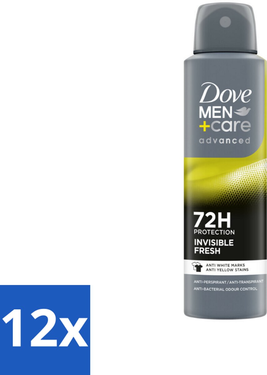 12 x Dove Men+Care Deodorant Spray - Invisible Fresh - 150 ml - Deodorant Spray - Anti-transpirant - Mannen Deodorant - 72 Uur Bescherming - Onzichtbare Formule