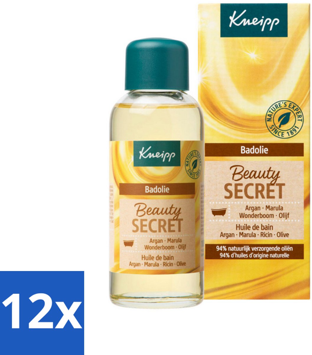 12 x Kneipp - Badolie - Beauty Secret - Voor alle huidtypen - 100 ml - Badproduct - Badolie - Huidverzorging - Argan Olie - Marula Olie