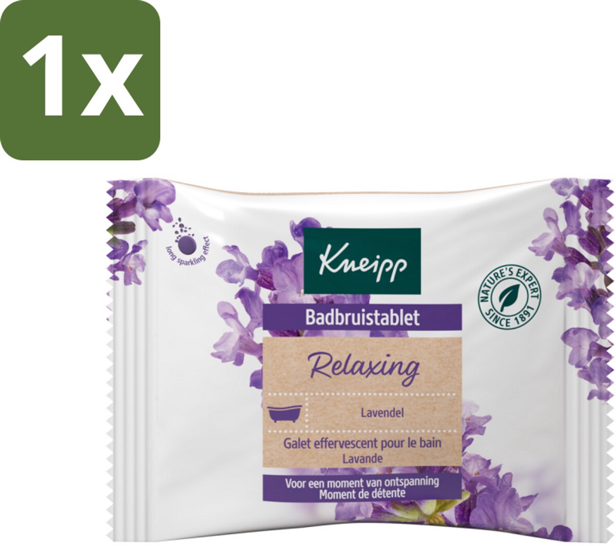 1 x Kneipp - Badbruistablet - Lavendel - Badbruistablet Lavendel - Ontspanning - Stressvermindering - Rust - Natuurlijke Geur
