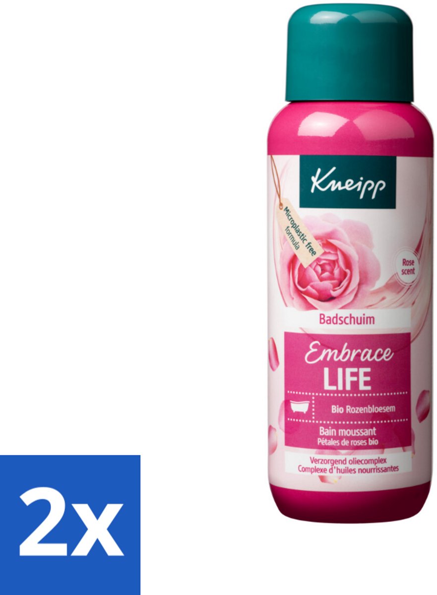 2 x Kneipp - Badschuim - Embrace Life - Anti-Aging verzorging - 400 ml - Badschuim - Anti-aging - Droge Huid - Rijpere Huid - Rozen