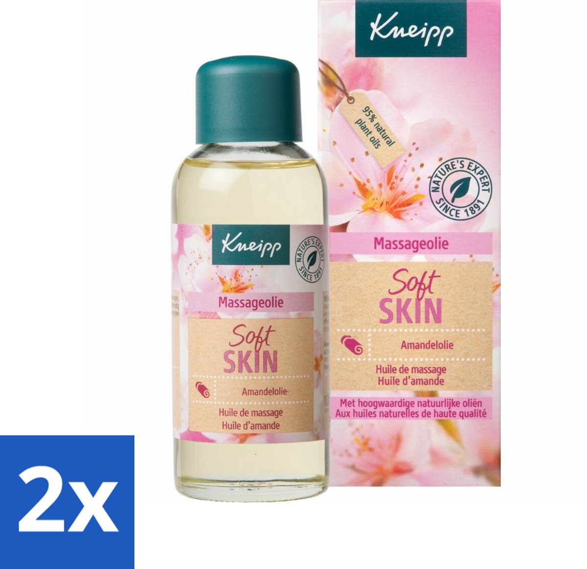 2 x Kneipp - Massageolie - Soft Skin - Amandelbloesem - Voor zachte & soepele huid - 100 ml - Massageolie - Zachte Huid - Soepele Huid - Natuurlijke Oliën - Amandelbloesem
