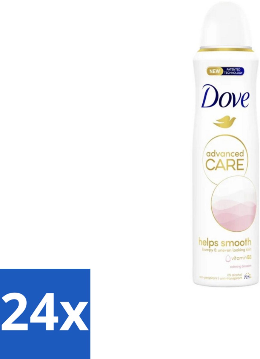 24 x Dove Deodorant Spray - Advanced Care - For Smooth Skin - 150 ml - Dove Deodorant - Anti-transpirant - Deodorant Spray - Calming Blossom - Bloemachtige Geur
