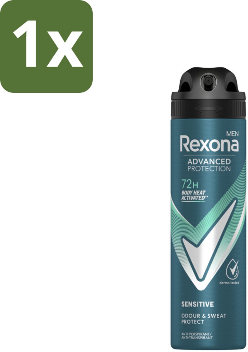 1 x Rexona Men - Deodorant Spray - Sensitive - Zachte Bescherming - 150 ml - Deodorant Spray - Zweetvermindering - Geurvermindering - Alcoholvrije Deodorant - Gevoelige Huid