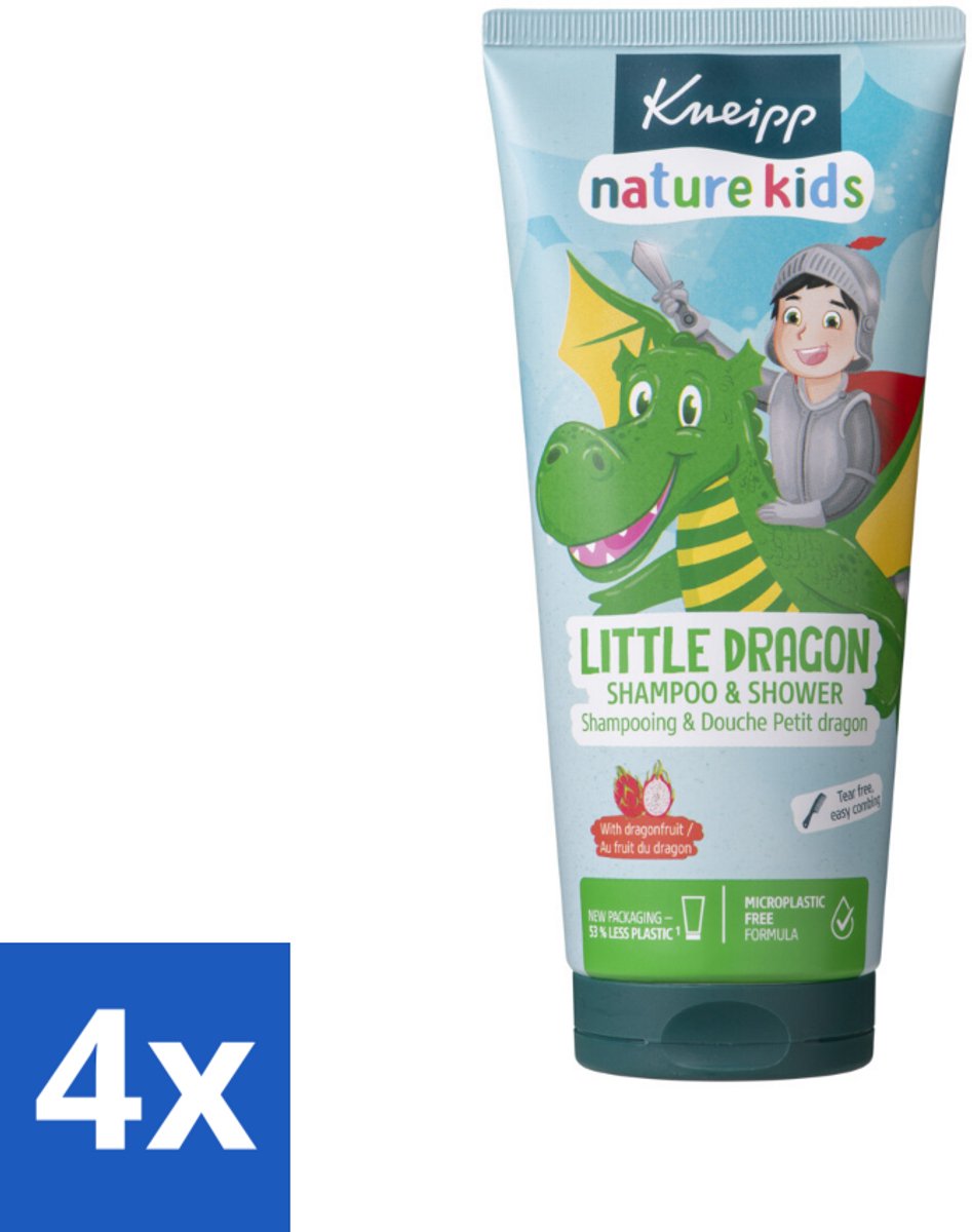 4 x Kneipp - Shampoo & Showergel - Little Dragon - 200 ml - Kinder Shampoo - Kinder Douchegel - 2-in-1 Shampoo - Zachte Shampoo - Dragonfruit Geur