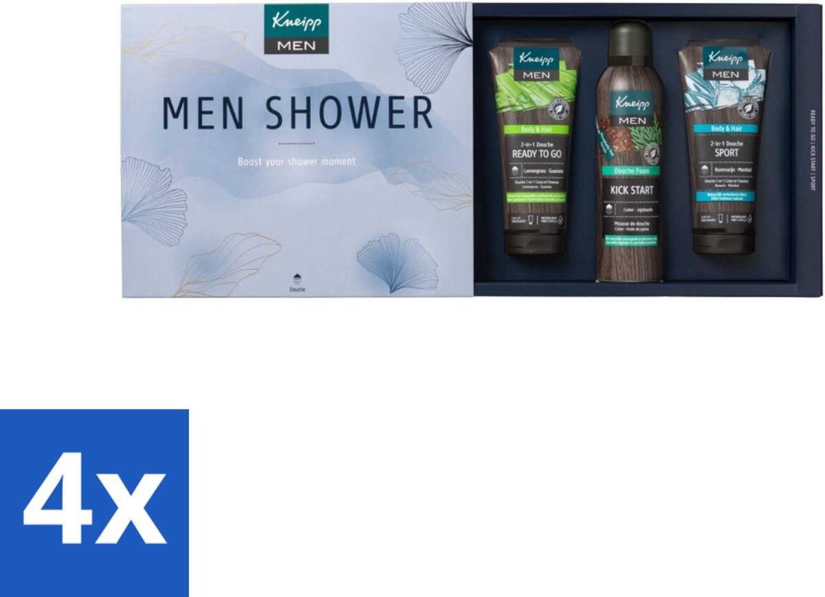4 x Kneipp - Men Collection Luxe Geschenkset - Kneipp Cadeauset - Mannen Verzorging - Douche Foam - Douchegel - Shampoo