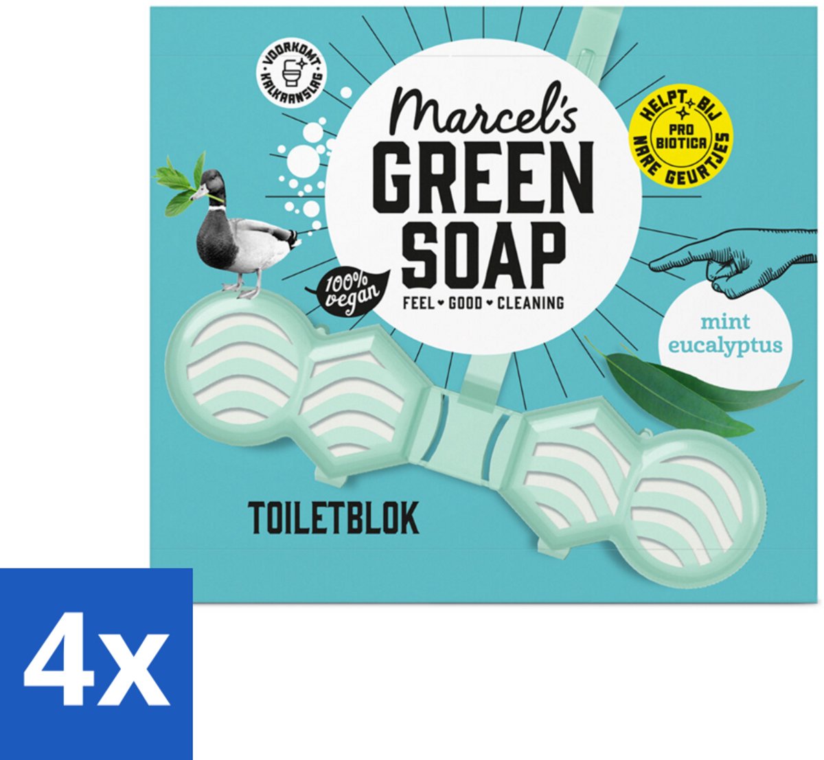 4 x Marcel's Green Soap - Toiletblok - Munt & Eucalyptus - Langdurige werking - 1 Toiletblok - Toiletblok - Toilet Schoonmaak - Fris Toilet - Biologisch Afbreekbaar - Milieuvriendelijk